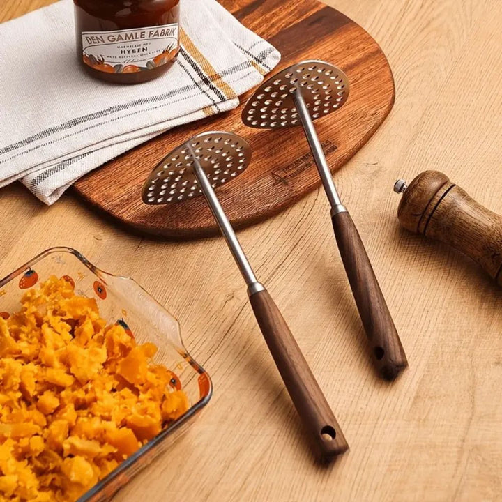 PureGrip Potato Masher Stainless Steel 304 With Wooden Handle | Kalsten