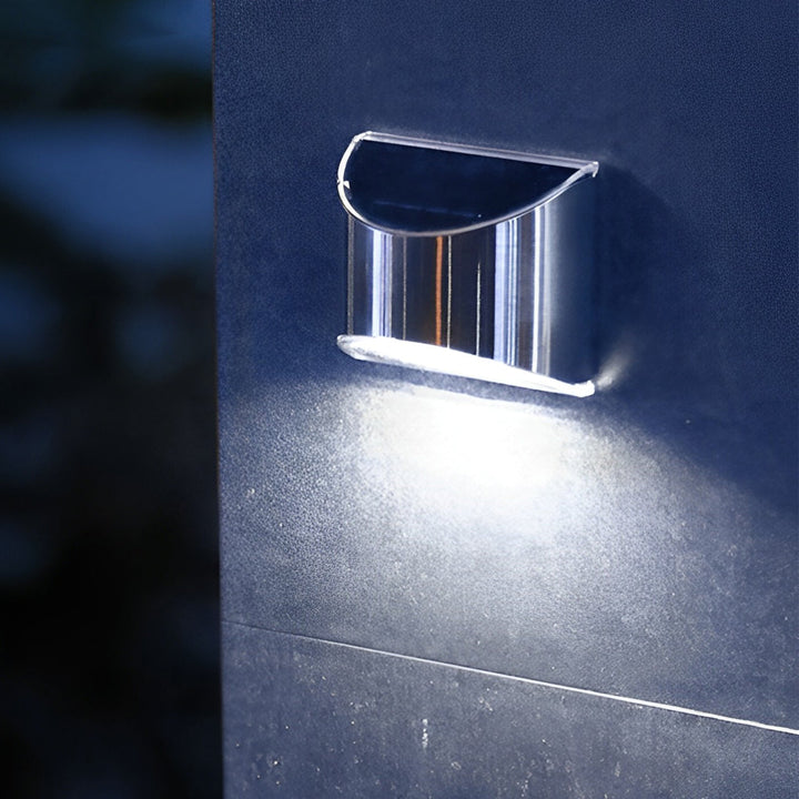 Stainless Steel Minimalist Waterproof Silver Modern Solar Wall Lamp | Kalsten