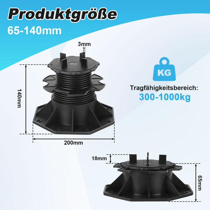 Adjustable pedestal height plate supports | Kalsten