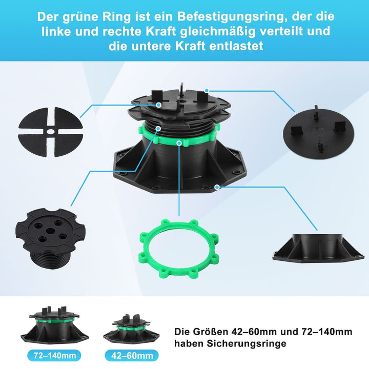 Adjustable pedestal height plate supports | Kalsten