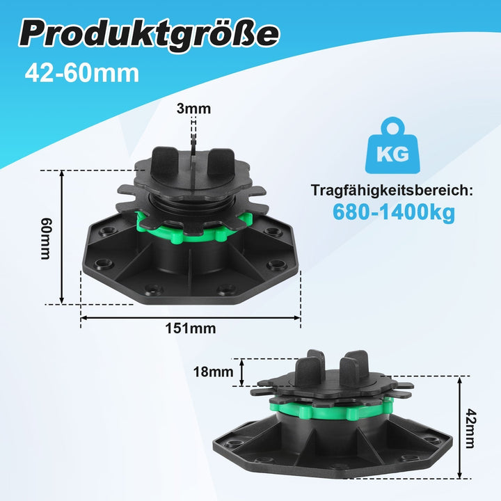 Adjustable pedestal height plate supports | Kalsten