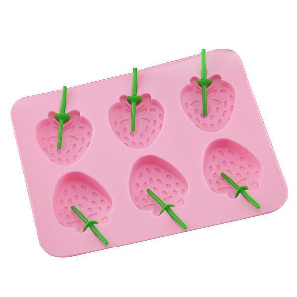 Strawberry Silicone Ice Mold With Stem Handles | Kalsten