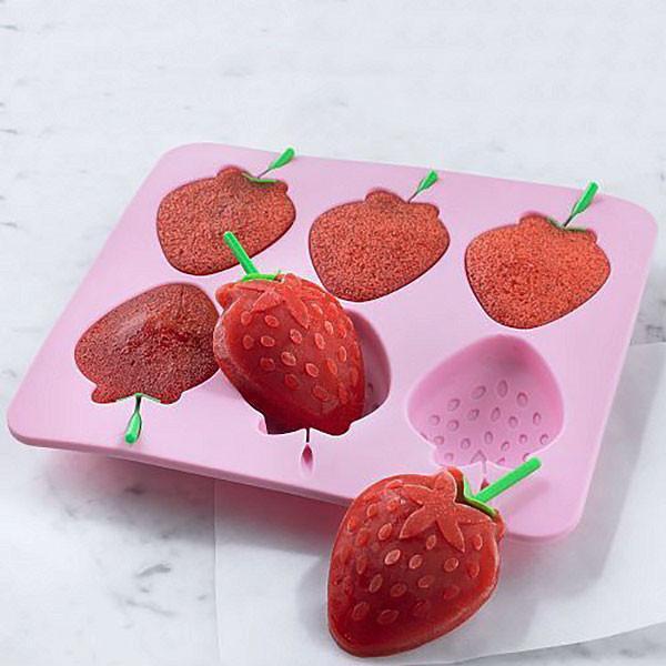 Strawberry Silicone Ice Mold With Stem Handles | Kalsten