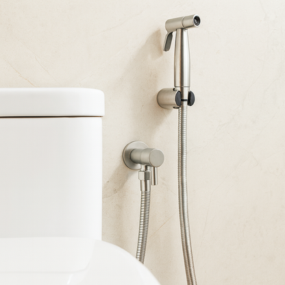 Stainless Steel Bidet Sprayer AquaNova – Hygienic Toilet Shower with Wall Mount | Karnz