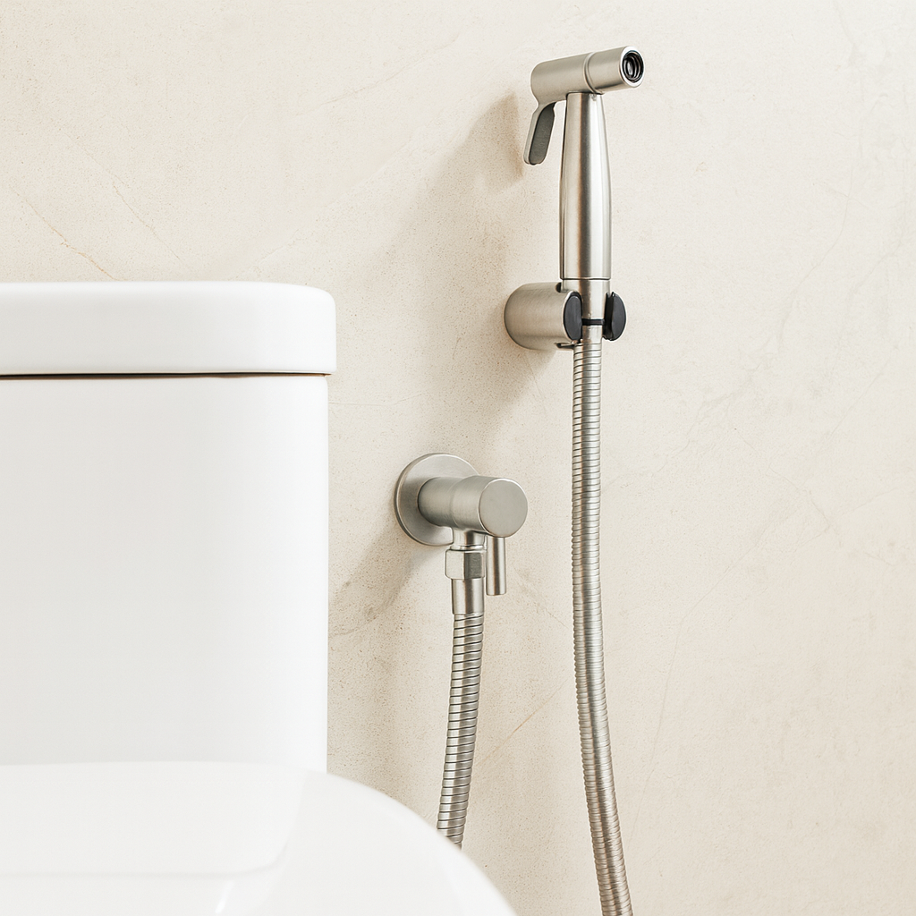 Stainless Steel Bidet Sprayer AquaNova – Hygienic Toilet Shower Spray with Wall Holder | Kalsten