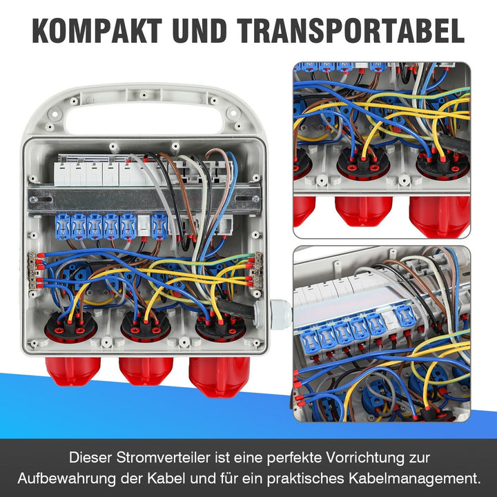 Power distributor RCD 2 x CEE 400V/16A + 4 x 230V Schuko 5 pole | Kalsten