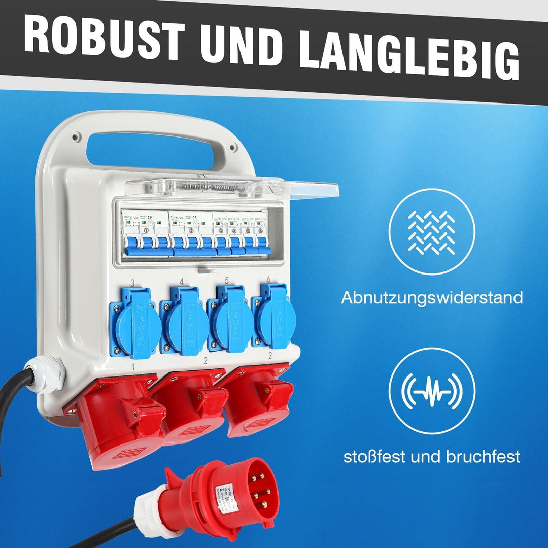 Wall distributor 2 x CEE 16A 400V + 1 x CEE 32A 400V + 4 x 230V 5 Pole | Kalsten