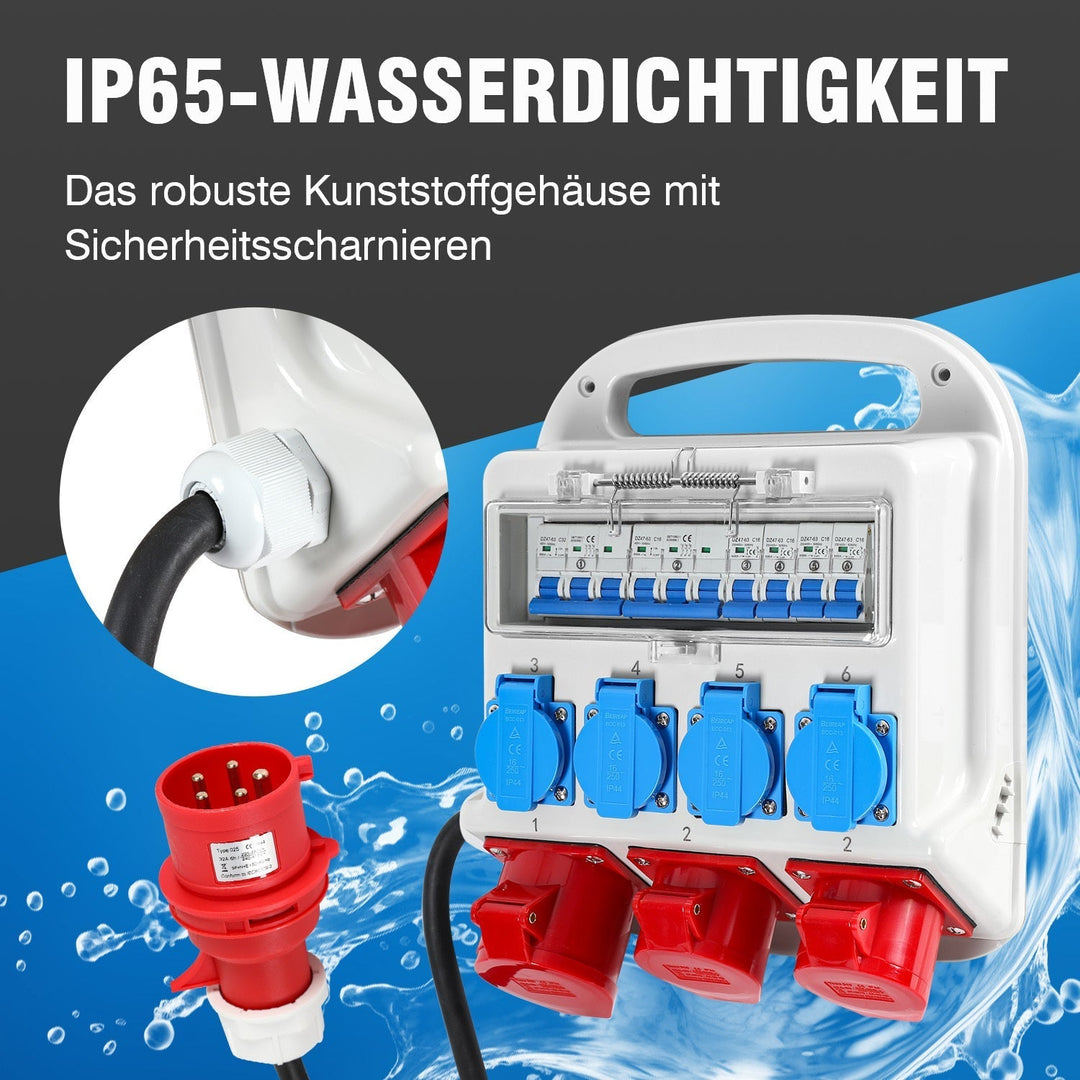 Wall distributor 2 x CEE 16A 400V + 1 x CEE 32A 400V + 4 x 230V 5 Pole | Kalsten