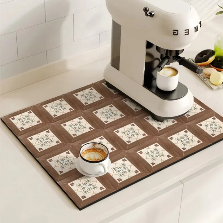 Kalsten | Retro Tile Design Absorbent Coffee Mat