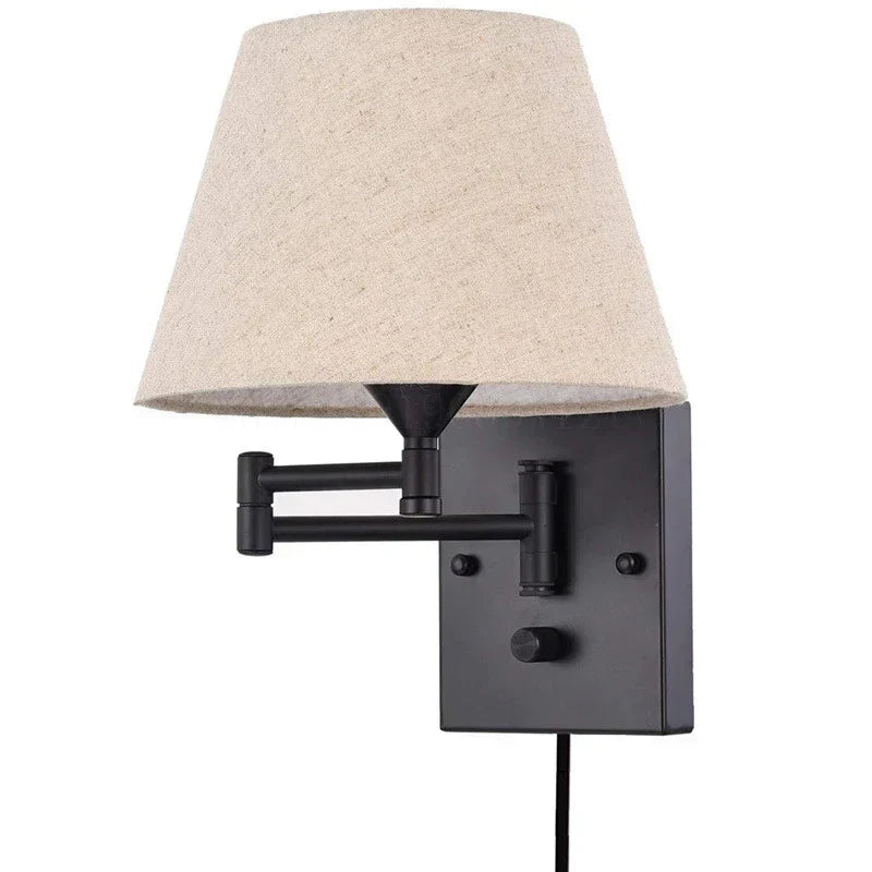 Swiveling wall lamp with fabric shade - Adjustable LED wall lamp for bedroom & living room | Kalsten