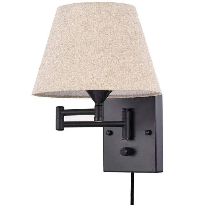Swiveling wall lamp with fabric shade - Adjustable LED wall lamp for bedroom & living room | Kalsten