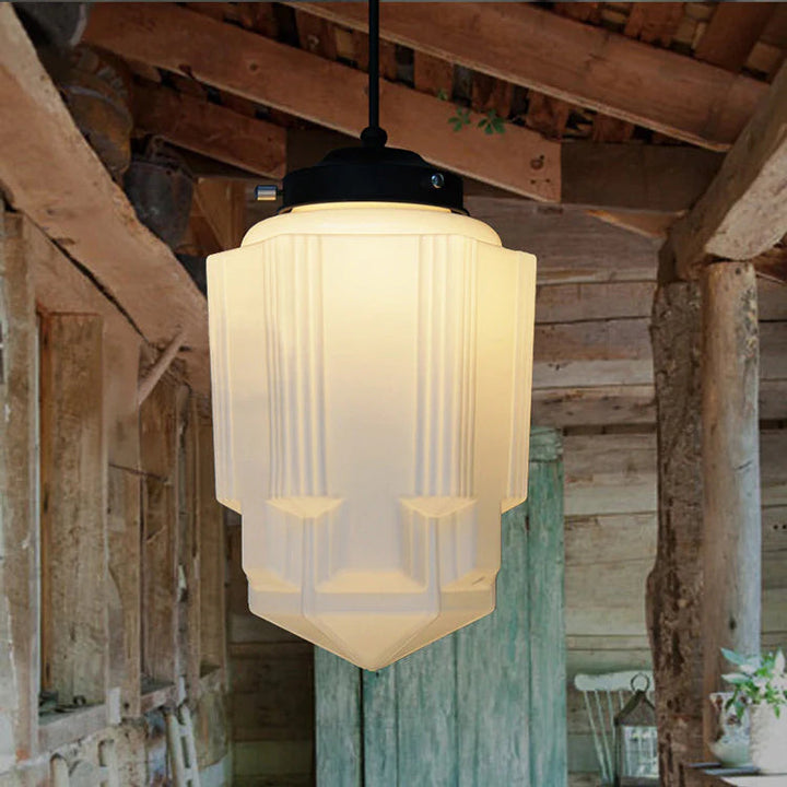 Retro Milk White Glass Geometric Jar Pendant Light | Kalsten