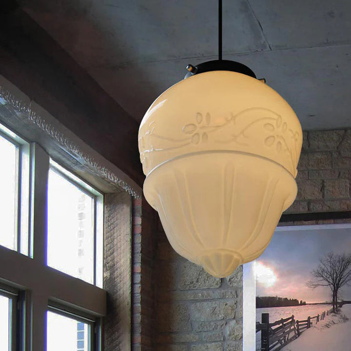 Retro Milk White Glass Geometric Jar Pendant Light | Kalsten
