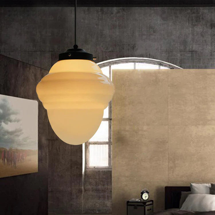 Retro Milk White Glass Geometric Jar Pendant Light | Kalsten