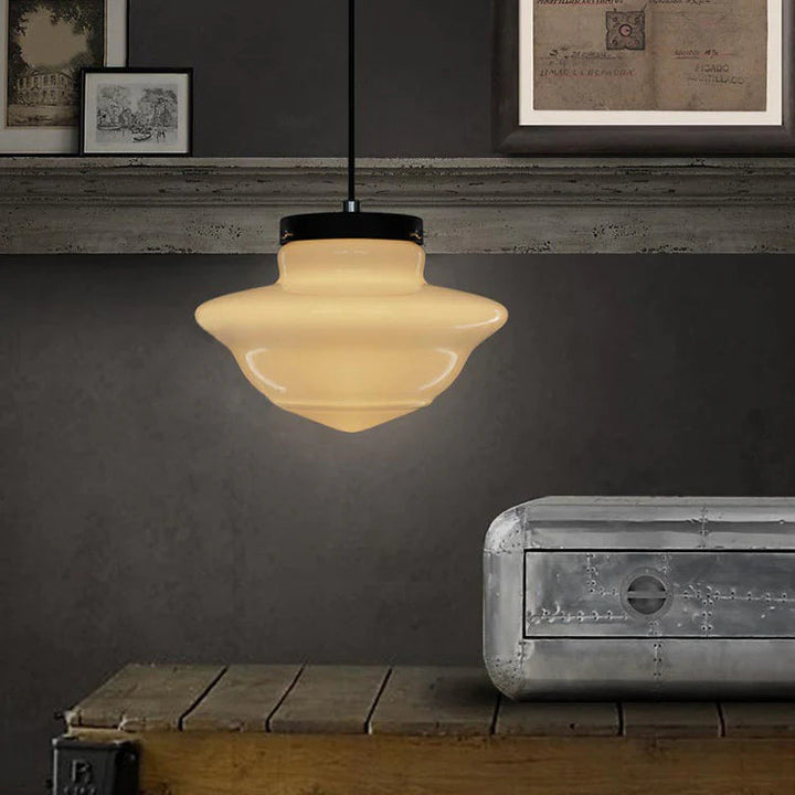 Retro Milk White Glass Geometric Jar Pendant Light | Kalsten