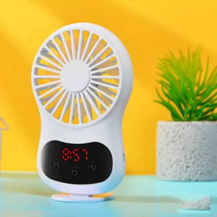 Multifunctional Clock Small Fan Creative Desktop Mini USB Fan(White)-garmade.com