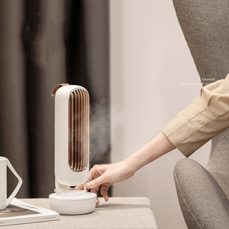 Retro Humidification Tower Fan USB Leafless Fan Water Cooling Spray Humidification Desktop Fan Cooler(White) | Kalsten