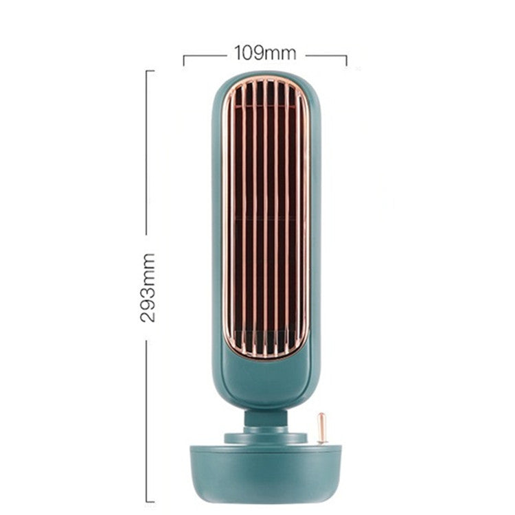 Retro Humidification Tower Fan USB Leafless Fan Water Cooling Spray Humidification Desktop Fan Cooler(White) | Kalsten