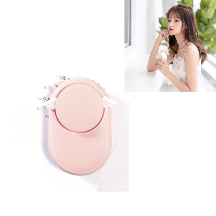 USB Charging Fan Brushless Hanging Neck Mini Sling Lazy Fan(Angel Pink)-garmade.com