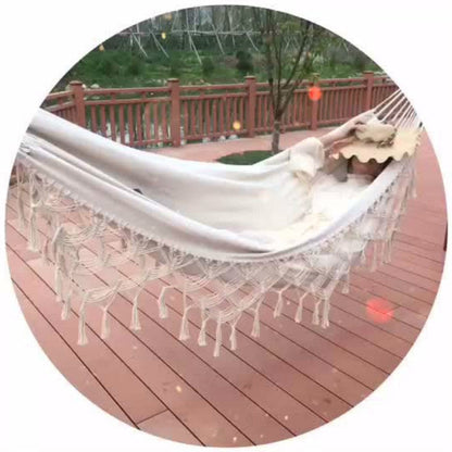 Skanto | Skanto Quast Double Hammock Canvas Hammock Outdoor Indoor Photo Props, Specification: 200x150cm White