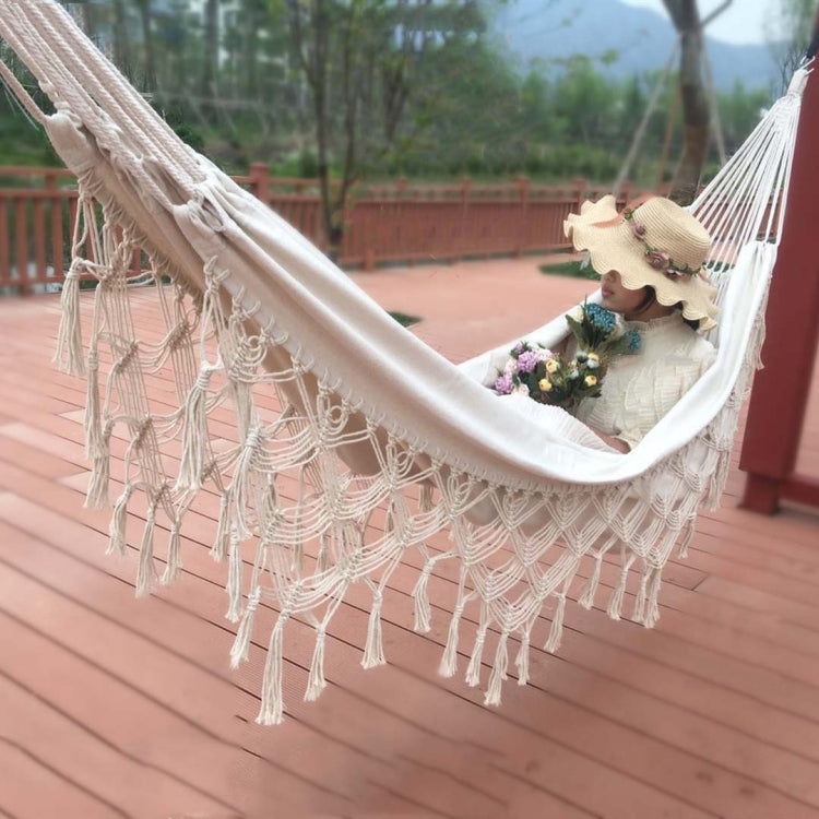 Skanto | Skanto Quast Double Hammock Canvas Hammock Outdoor Indoor Photo Props, Specification: 200x150cm White