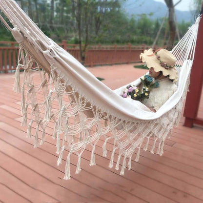 Skanto | Skanto Quast Double Hammock Canvas Hammock Outdoor Indoor Photo Props, Specification: 200x150cm White