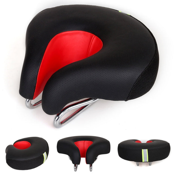 Kalsten | Nose-less Bicycle Saddle Mountain Bike Thick Soft Padding (Red)