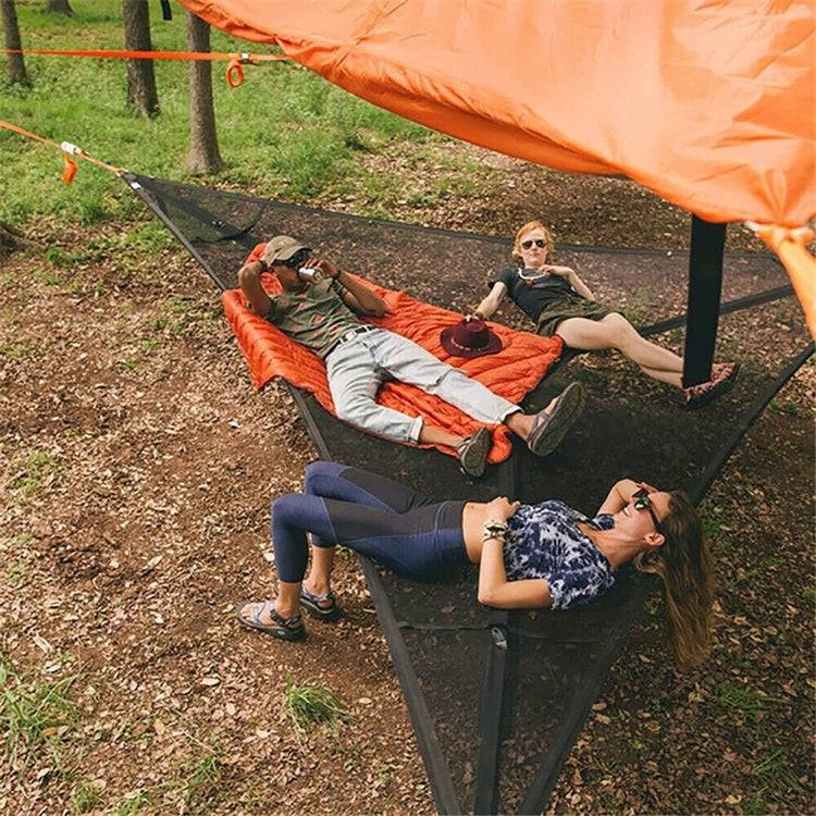 BowLift | 2.8 m Family Outdoor Portable Air Tent Multi-Person Camping Triangle Hammock (Black)