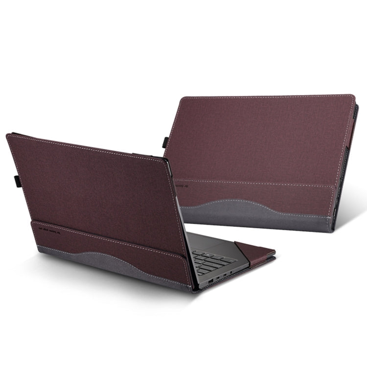 Kalsten | For Samsung Galaxy Book Pro 360 15.6 Inch Leather Laptop Anti-Fall Case with Stand (Wine Red)
