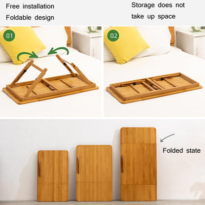 Sandsberg | 741ZDDNZ Bed Use Foldable Height-adjustable Laptop Desk Dormitory Study Desk, Specification: Classic Tea Color 88cm Thick Bamboo