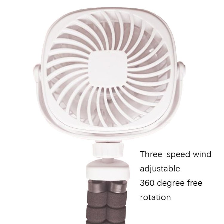 Octopus Stroller Deformation Fan Desktop Portable Handheld USB Small Fan, Colour: 1200mAh White | Kalsten