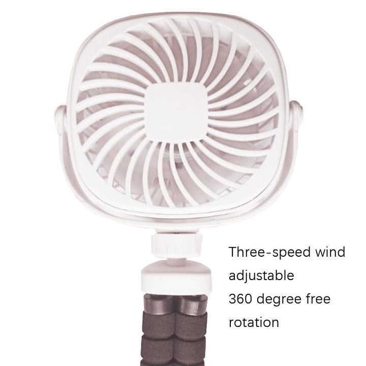 Octopus Stroller Deformation Fan Desktop Portable Handheld USB Small Fan, Colour: 1200mAh White | Kalsten