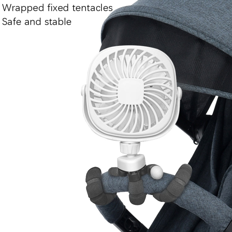 Octopus Stroller Deformation Fan Desktop Portable Handheld USB Small Fan, Colour: 1200mAh White | Kalsten
