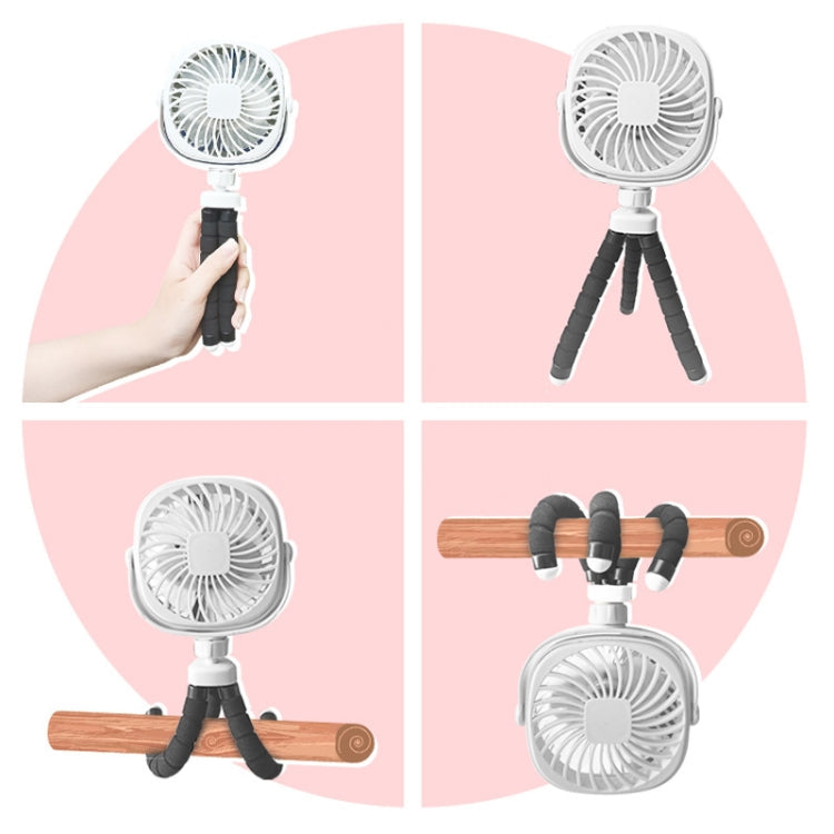 Octopus Stroller Deformation Fan Desktop Portable Handheld USB Small Fan, Colour: 1200mAh White | Kalsten