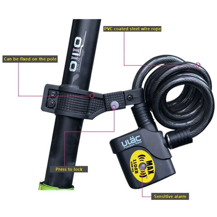 Kalsten | ULAC AL-3P Bicycle Alarm Cable Lock Mountain Bike Lock Bicycle Accessories