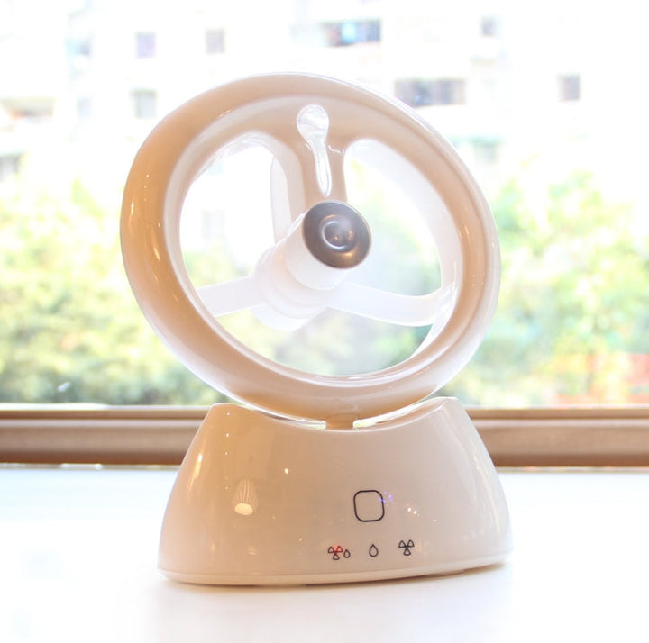 Mini USB Rechargeable Spray Fan Student Dormitory Office Desktop Mute Fan(Glossy White) | Kalsten