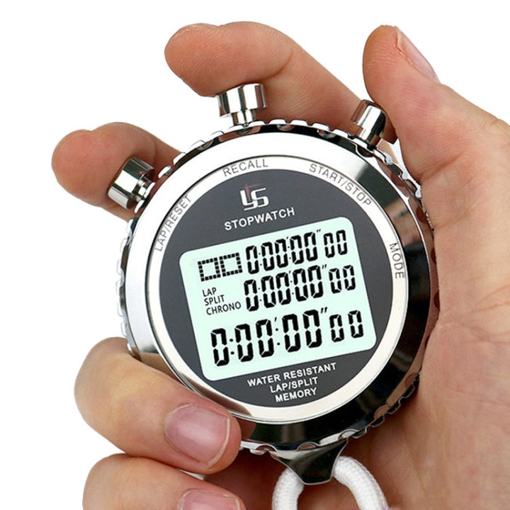 Digital Stopwatch Stainless Steel 3-Line Display | Kalsten