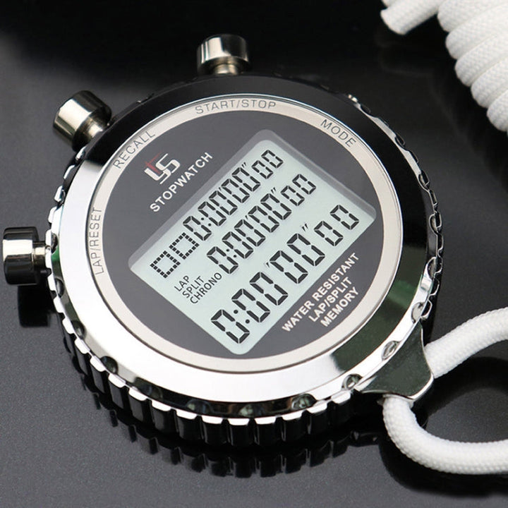 Digital Stopwatch Stainless Steel 3-Line Display | Kalsten