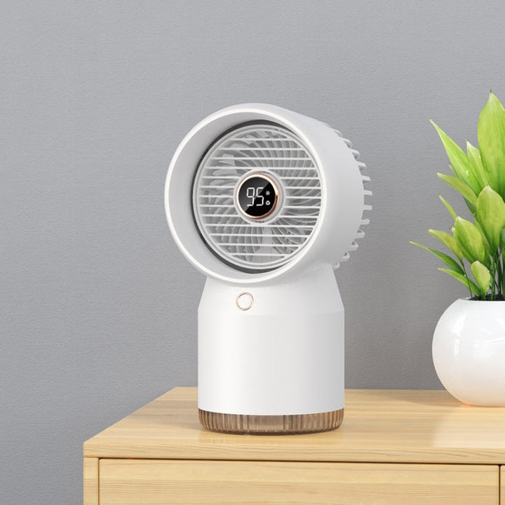 Spray Humidified LED Digital Display Office Home Fan, Style: 3600mAh Rechargeable(White) | Kalsten