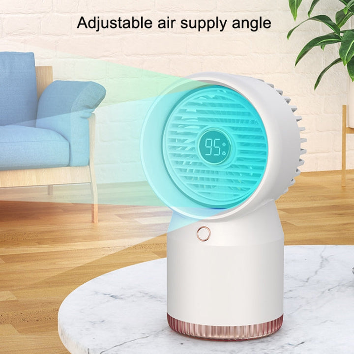 Spray Humidified LED Digital Display Office Home Fan, Style: 3600mAh Rechargeable(White) | Kalsten