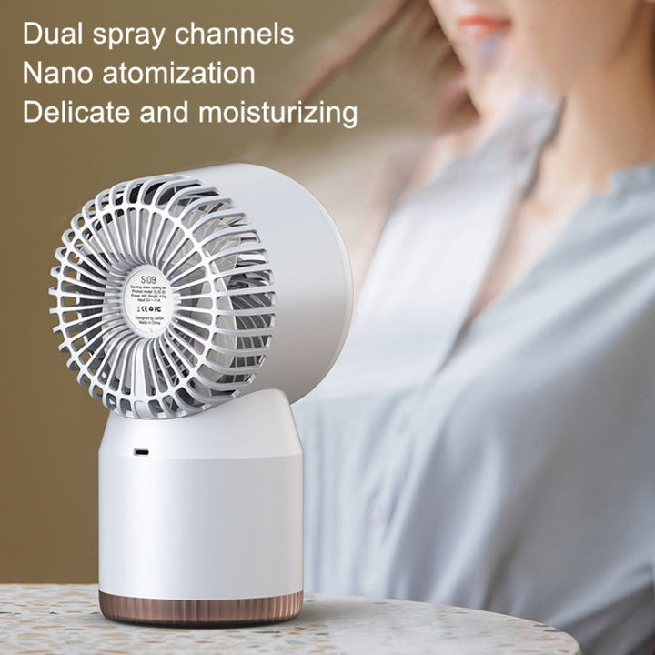 Spray Humidified LED Digital Display Office Home Fan, Style: 3600mAh Rechargeable(White) | Kalsten