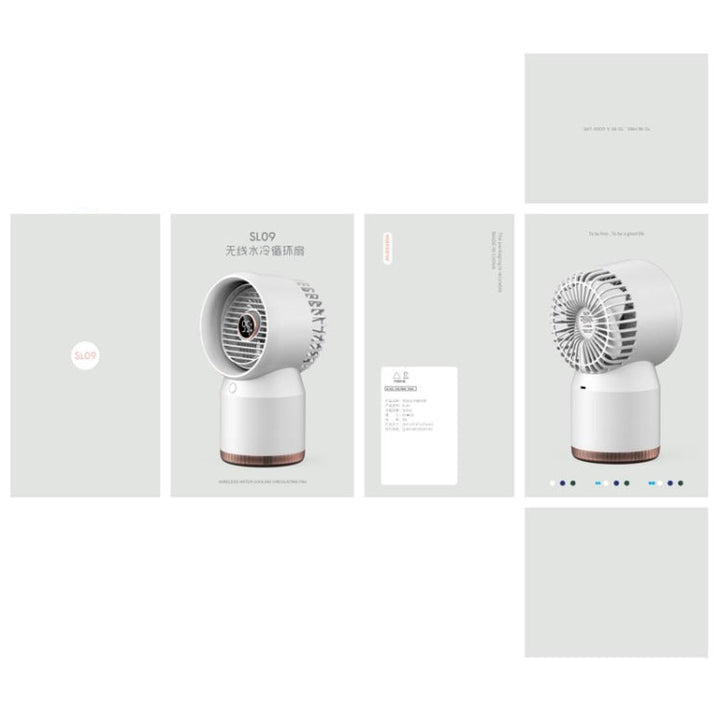 Spray Humidified LED Digital Display Office Home Fan, Style: 3600mAh Rechargeable(White) | Kalsten