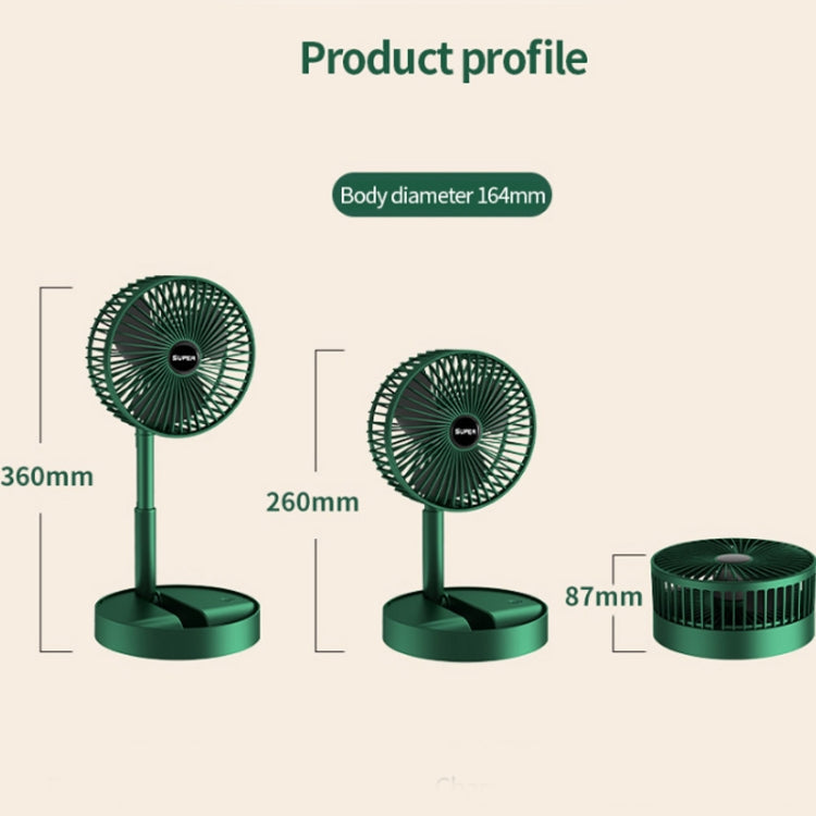 Portable Folding Fan  Retractable Floor Standing Fan,Style: Rechargeable (Green) | Kalsten
