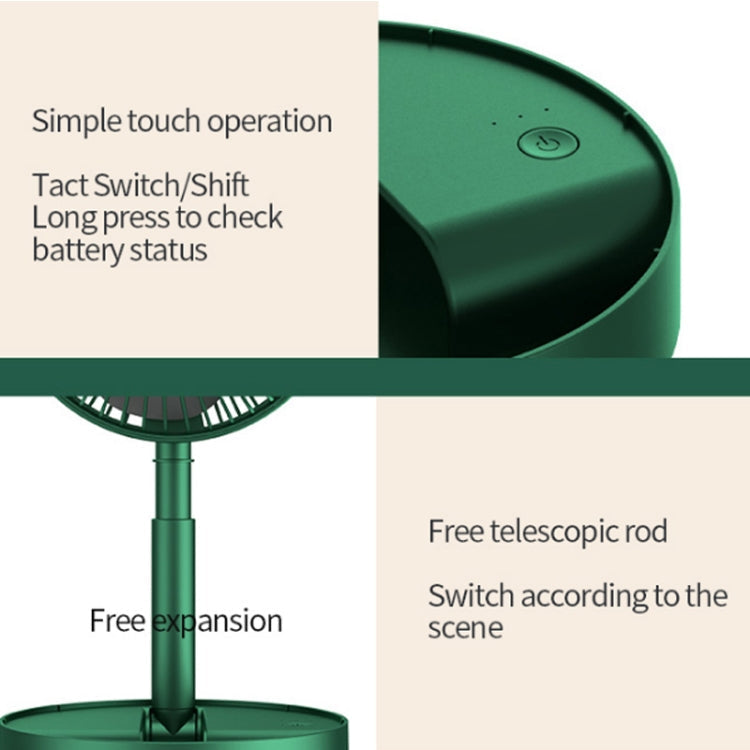 Portable Folding Fan  Retractable Floor Standing Fan,Style: Rechargeable (Green) | Kalsten