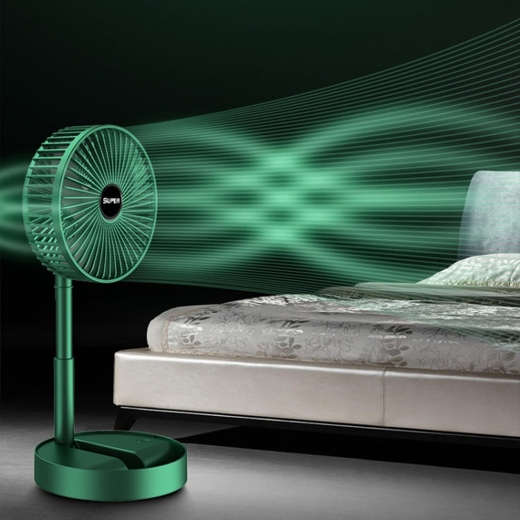 Portable Folding Fan  Retractable Floor Standing Fan,Style: Rechargeable (Green) | Kalsten