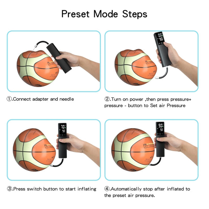 Kalsten | AP-04 Wireless Electric Air Pump With LCD Display For Soccer Basketball (Black)