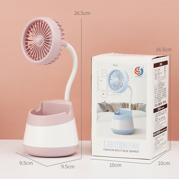 276A USB Charging Desktop Pen Holder Fan with Phone Holder Function Dormitory Portable Fan(Pink) | Kalsten