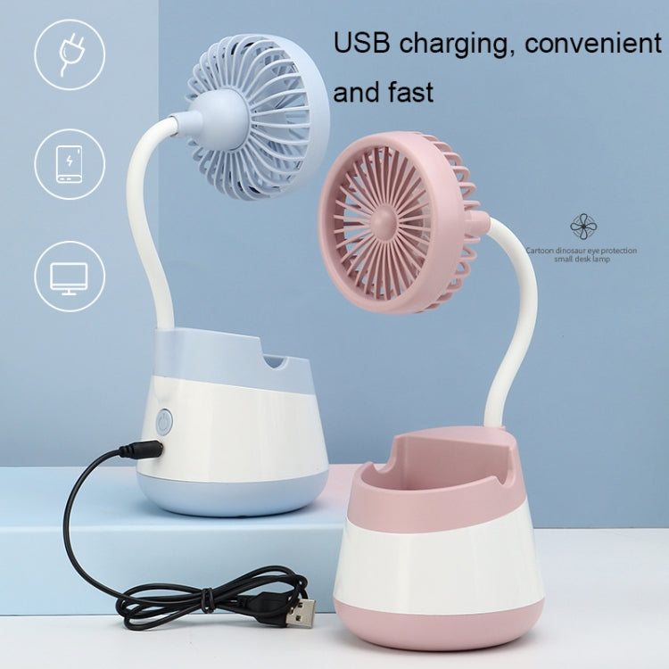 276A USB Charging Desktop Pen Holder Fan with Phone Holder Function Dormitory Portable Fan(Pink) | Kalsten