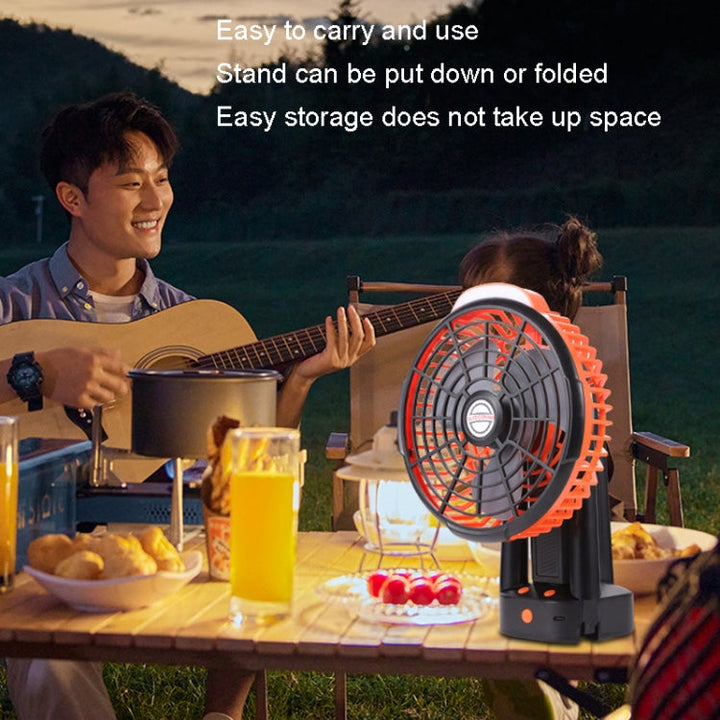 Outdoor Camping USB Charging Fan Tent Swing Head Fan With Tripod LED Light(Black) | Kalsten