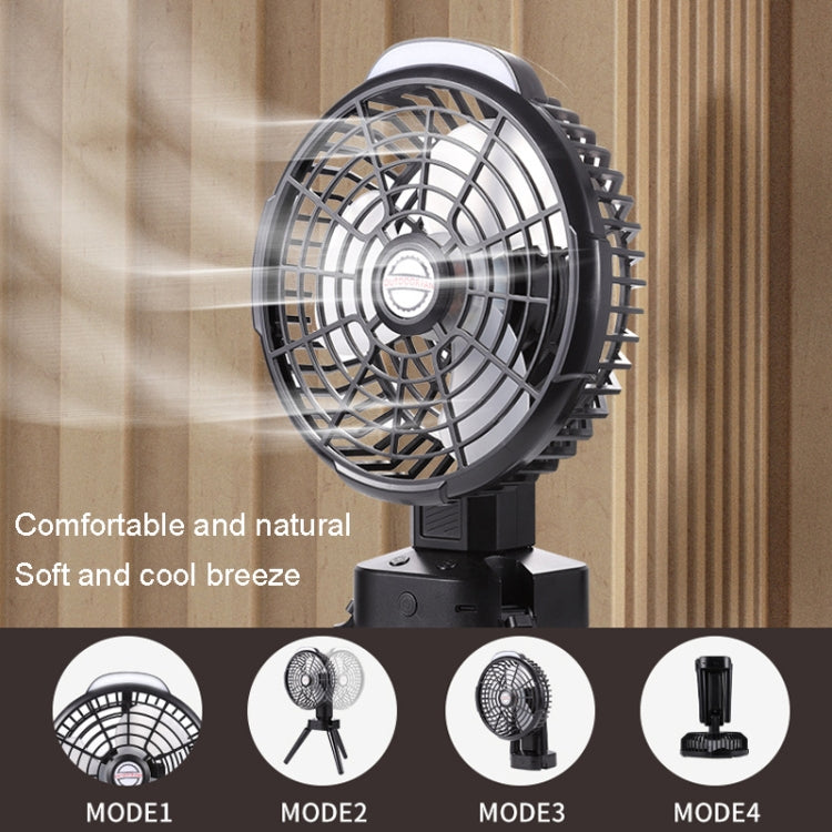Outdoor Camping USB Charging Fan Tent Swing Head Fan With Tripod LED Light(Black) | Kalsten